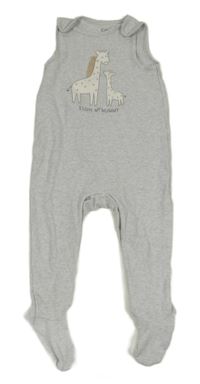 Světlešedé melírované žebrované dupačky s žirafami C&A