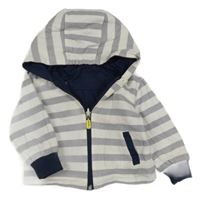 Sivo-biela pruhovaná obojstranná bunda s kapucňou Fagottino