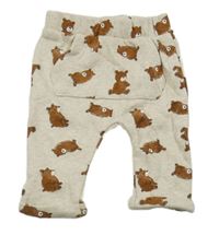 Béžové melírované tepláky s medvědy Dopodopo