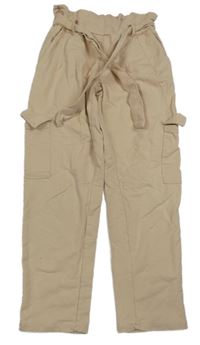 Béžové cargo teplákové nohavice s opaskom Dopodopo