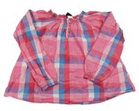 Tmavorůžovo-modrá kostkovaná třpytivá halenka H&M