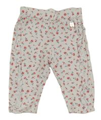 Biele kvetované tepláky s volánikmi