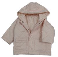 Světlerůžová prošívaná šusťáková zateplená bunda s kapucí Benetton