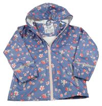 Modrá kvetovaná nepromokavá bunda s kapucňou Lupilu