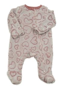 Bílo-starorůžový chlupatý overal se srdíčky Tu