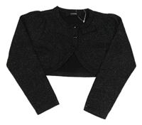 Čierne trblietavé svetrové prepínaci bolerko s mašlou George