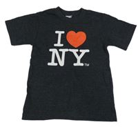 Tmavosivé melírované tričko s nápisom so srdcem