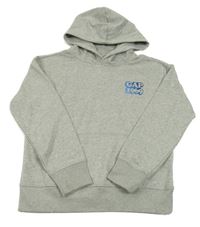 Šedá melírovaná mikina s nápisem s číslem a kapucí GAP