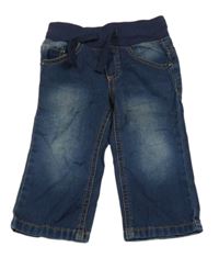 Tmavomodré rifle s úpletovým pasom Hema