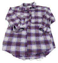 Fialovo-lila-biele kockované prepínaci košeľové šaty Zara