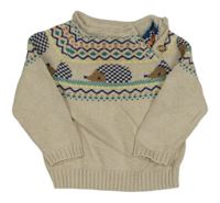 Béžový sveter so vzorom a ježkami