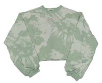 Světlezelená batikovaná crop mikina s nápisem H&M