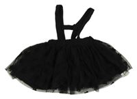 Čierna kvetovaná tylová sukňa s trakami LC Waikiki