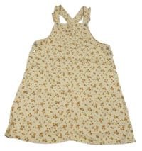 Béžové kvetované rifľové na traké šaty Vertbaudet