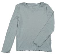 Modrošedé rebrované tričko Primark