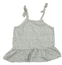 Bielo-strieborný vzorovaný crop top