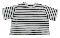 Bílo-černé pruhované teplákové crop tričko H&M