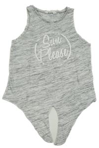 Sivý melírovaný crop top s nápisom H&M