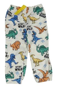 Nové - Biele tepláky s dinosaurami Shein