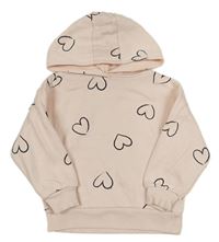 Světlerůžová mikina se srdíčky a kapucí Primark