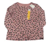 Starorůžovo-čierne leopardí tričko Primark