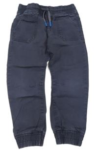 Tmavomodré plátěné cuff kalhoty F&F