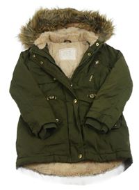 Khaki šušťáková zateplená parka s kapucňou Nutmeg