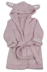 Světlerůžový chlupatý župan s kapucí s čumákem 