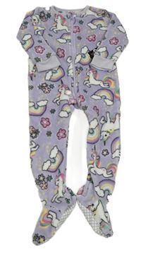 Fialový plyšový overal s jednorožci a duhami Dunnes 