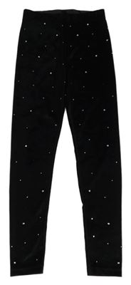 Černé sametové legíny s kamínky Dunnes 