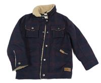 Tmavomodrá kostkovaná vlněná zateplená bunda John Lewis