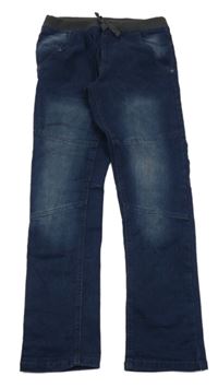 Tmavomodré skinny rifle s úpletovým pasom Y.F.K.