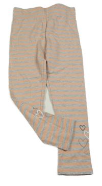 Šedo-růžové pruhované legíny 