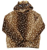 Hnědá puntíkatá plyšová mikina s kapucí - sob H&M