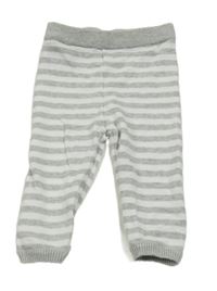 Bielo-sivé pletené pruhované tepláky George