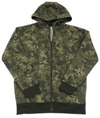 Nové - Khaki army propínací mikina s kapucí dunnes 