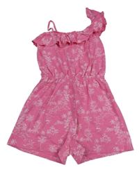 Ružový kraťasový overal s palmami a volánikom V by Very