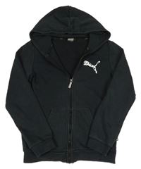 Tmavomodrá propínací mikina s logem a kapucí Puma