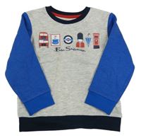 Sivo-modrá mikina s obrázkami Ben Sherman