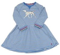 Modro-bílé pruhované teplákové šaty s pejskem joules