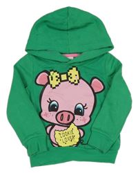 Zelená mikina s prasátkem a kapucňou C&A