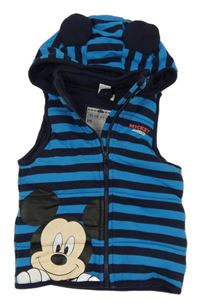 Modro-tmavomodrá zateplená tepláková vesta s Mickeym a kapucí Disney