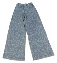Modré tregíny riflového vzhledu se smajlíky H&M