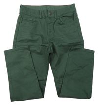 Tmavozelené plátěné kalhoty H&M