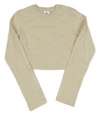 Smetanové crop triko s logem Adidas