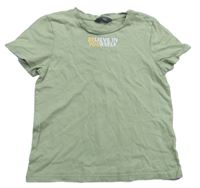 Zelenošedé crop tričko s nápisom Primark