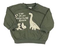 Khaki mikina s diny a nápisom zn. H&M