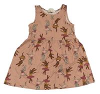 Staroružové bavlnené šaty s králikmi H&M