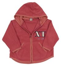 Ružová fleecová prepínaci mikina s nápisom a kapucňou Next