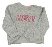 Svetlosivá bodkovaná á mikina s nápisom